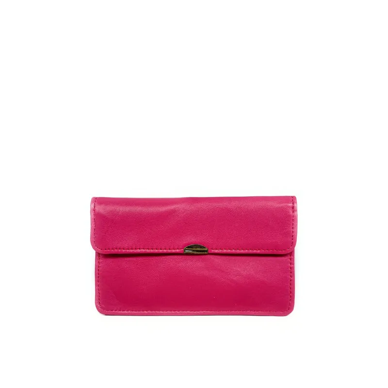 Pochette porte-monnaie en cuir lisse IMPRO Rose intense