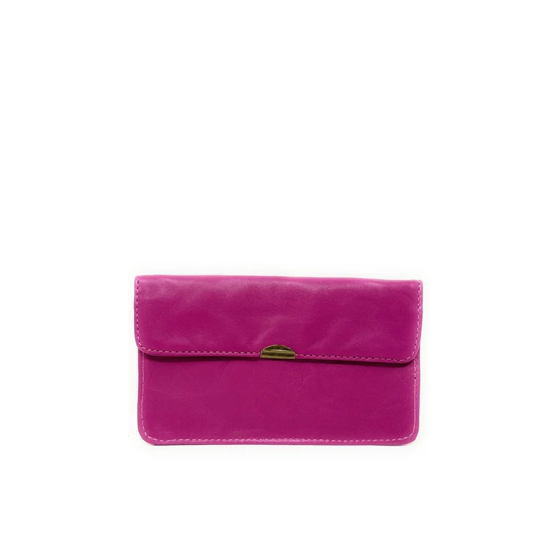 Pochette porte-monnaie en cuir lisse IMPRO Rose fuchsia