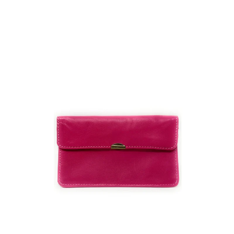 Pochette porte-monnaie en cuir lisse IMPRO Rose bonbon