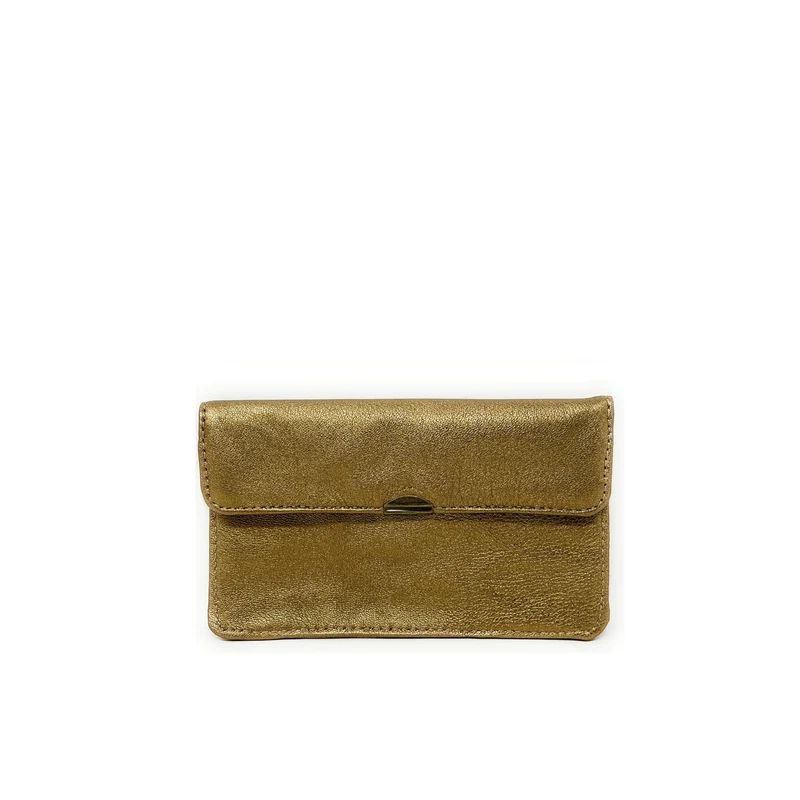 Pochette porte-monnaie en cuir métallisé IMPRO Or vieilli