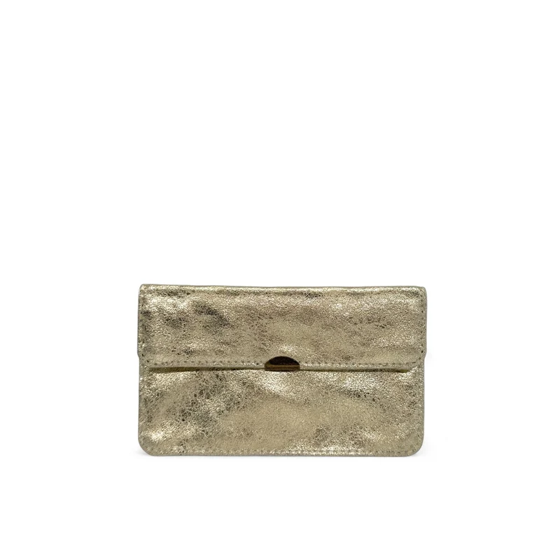 Pochette porte-monnaie en cuir métallisé IMPRO Or pâle