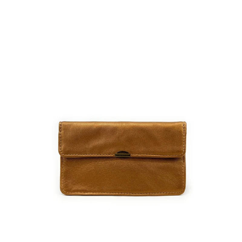 Pochette porte-monnaie en cuir métallisé IMPRO Or cuivré