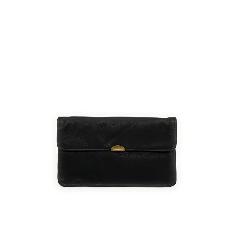 Pochette porte-monnaie en cuir lisse IMPRO Noir