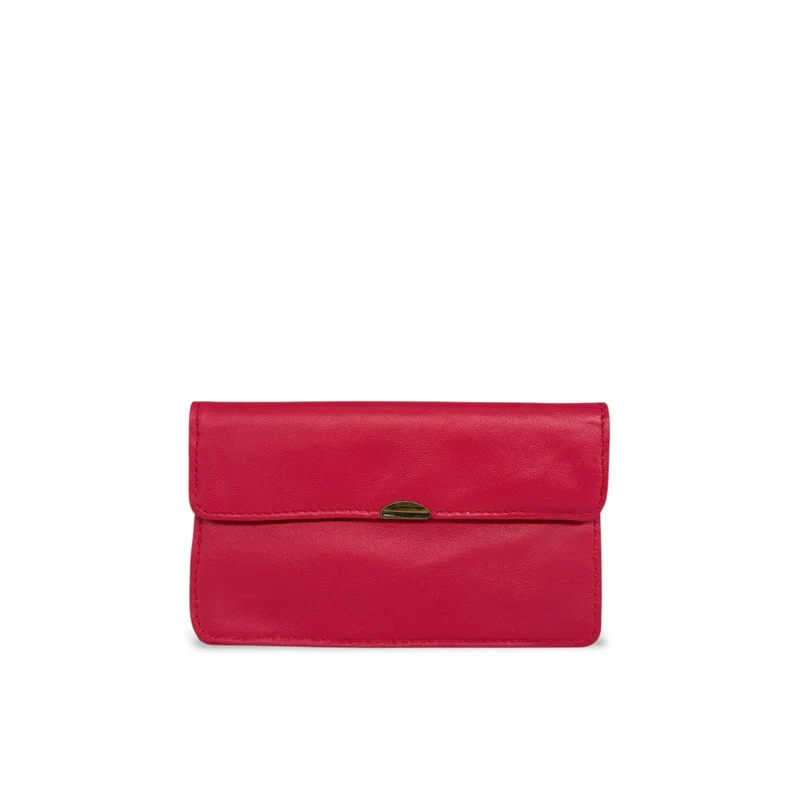 Pochette porte-monnaie en cuir lisse IMPRO Rouge magenta