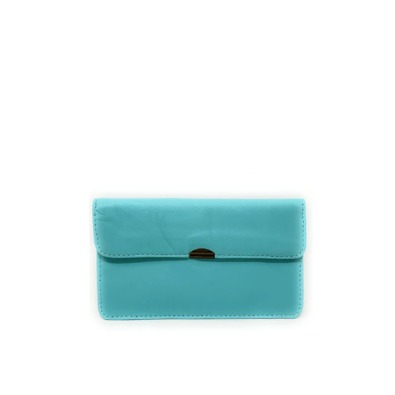 Pochette porte-monnaie en cuir lisse IMPRO Bleu lagon