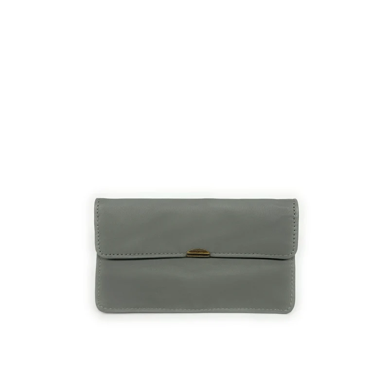 Pochette porte-monnaie en cuir lisse IMPRO Vert Kaki clair