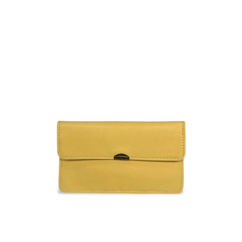 Pochette porte-monnaie en cuir lisse IMPRO Jaune pastel