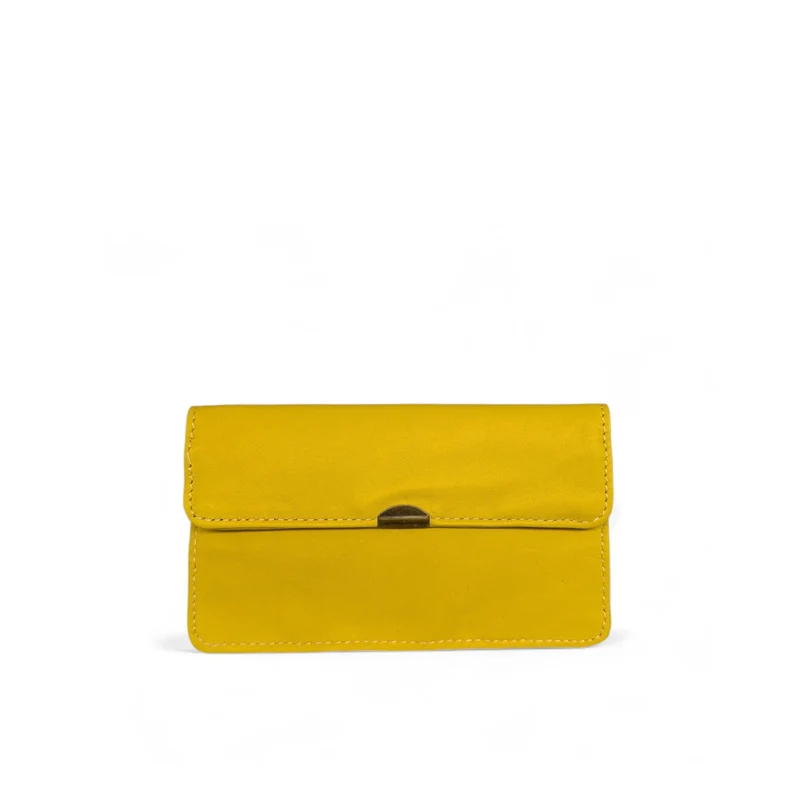 Pochette porte-monnaie en cuir lisse IMPRO Jaune tournesol