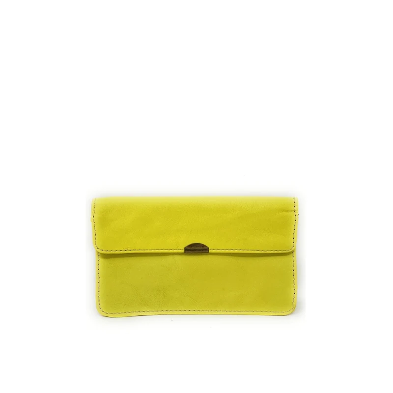 Pochette porte-monnaie en cuir lisse IMPRO Jaune citron