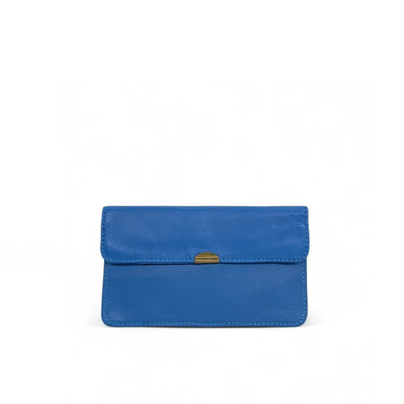 Pochette porte-monnaie en cuir lisse IMPRO Bleu cobalt