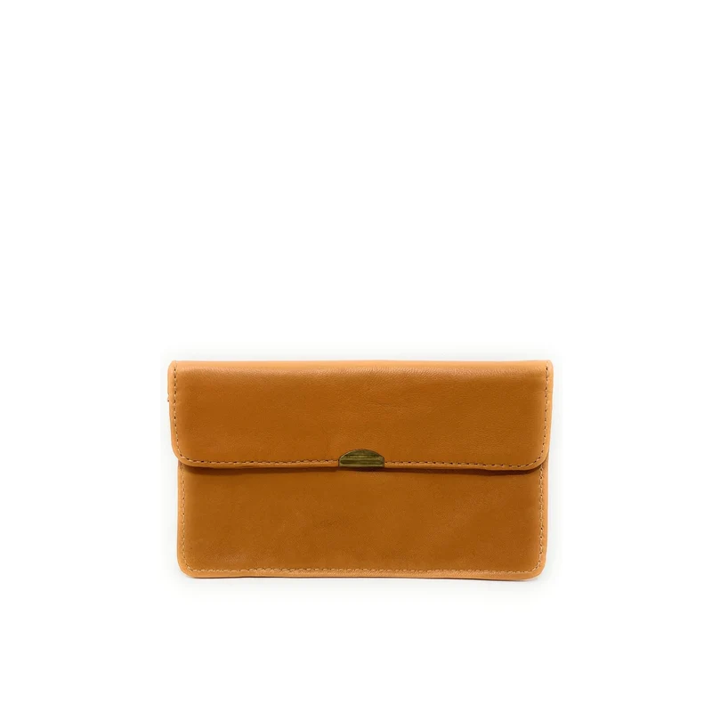 Pochette porte-monnaie en cuir lisse IMPRO Marron camel