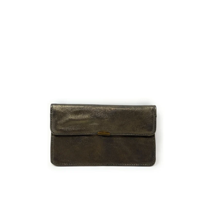 Pochette porte-monnaie en cuir métallisé IMPRO Marron Bronze