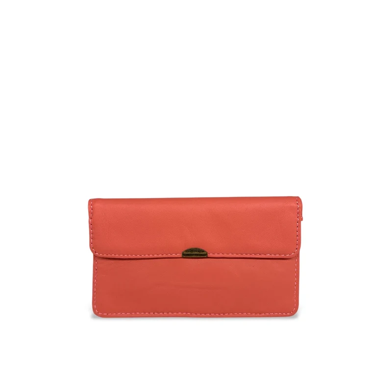 Pochette porte-monnaie en cuir lisse IMPRO Rouge brique