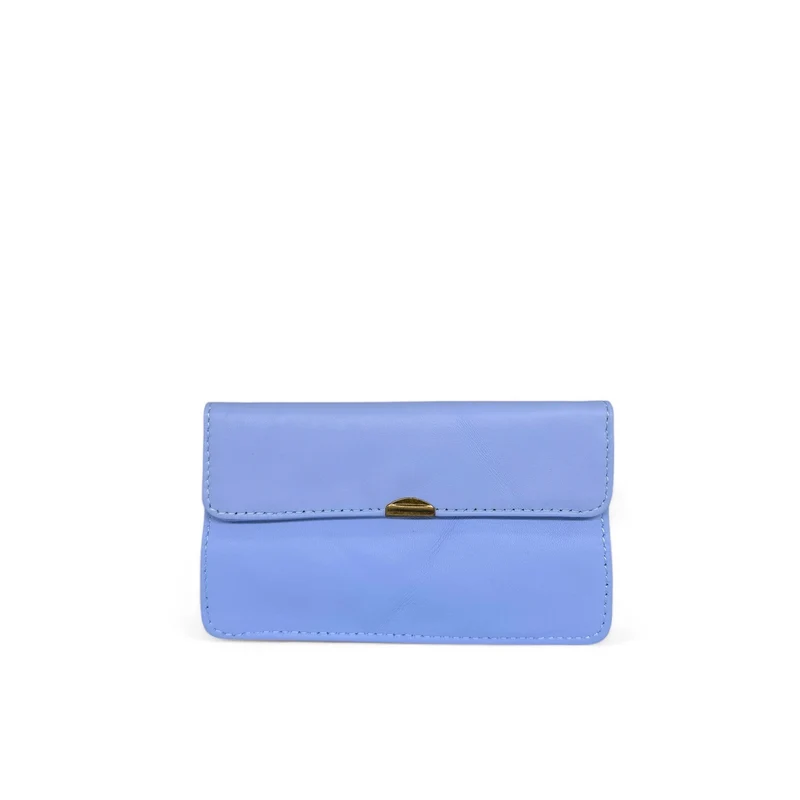 Pochette porte-monnaie en cuir lisse IMPRO Bleu lavande