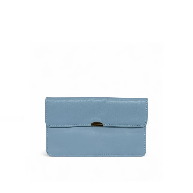 Pochette porte-monnaie en cuir lisse IMPRO Bleu glacier
