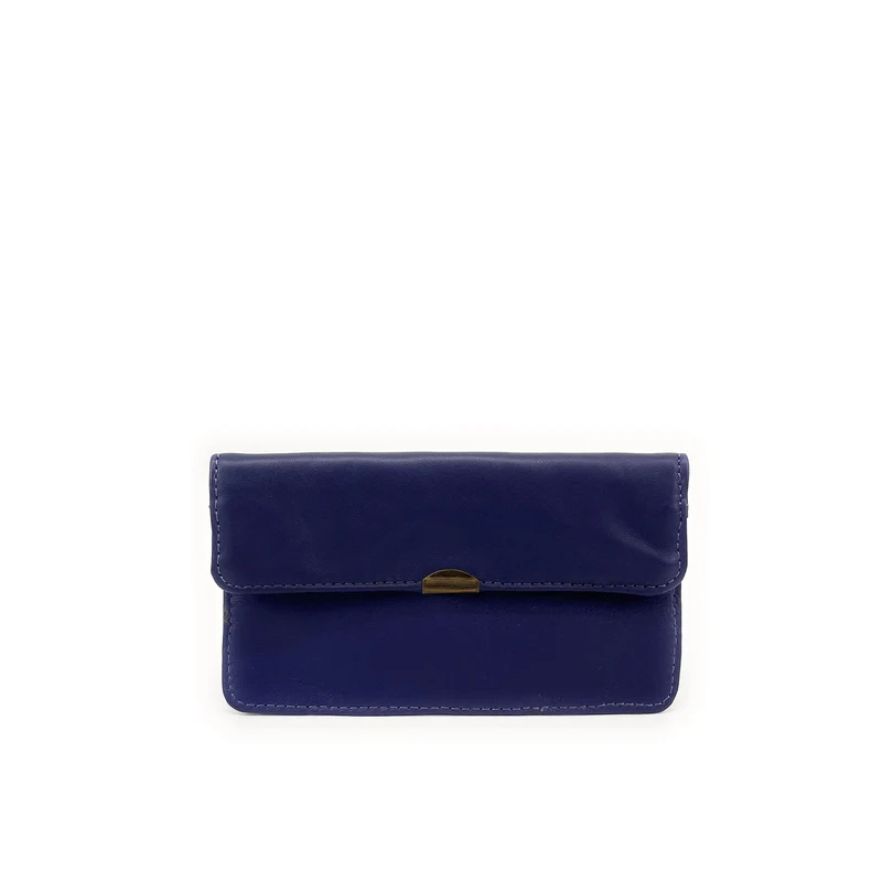 Pochette porte-monnaie en cuir lisse IMPRO Bleu profond
