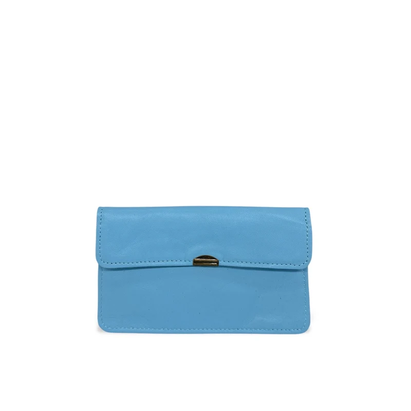 Pochette porte-monnaie en cuir lisse IMPRO Bleu pastel