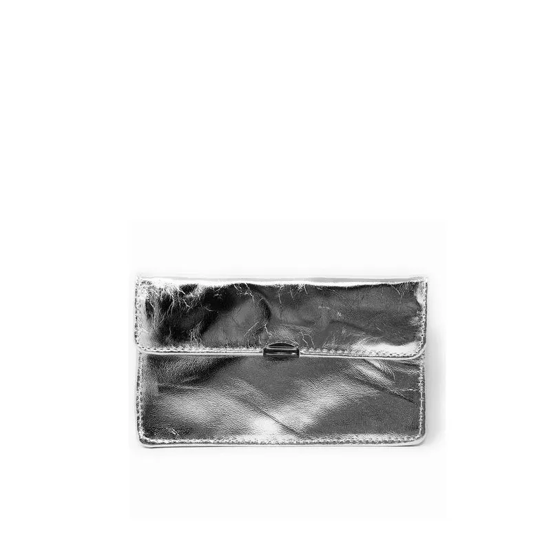 Pochette porte-monnaie en cuir métallisé IMPRO Argent moyen