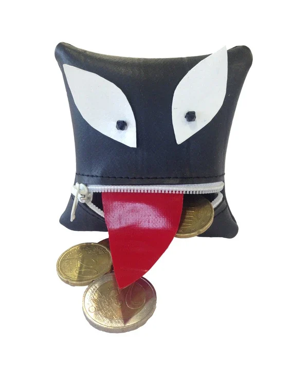 Porte-monnaie noir en matières recyclées - Monstre