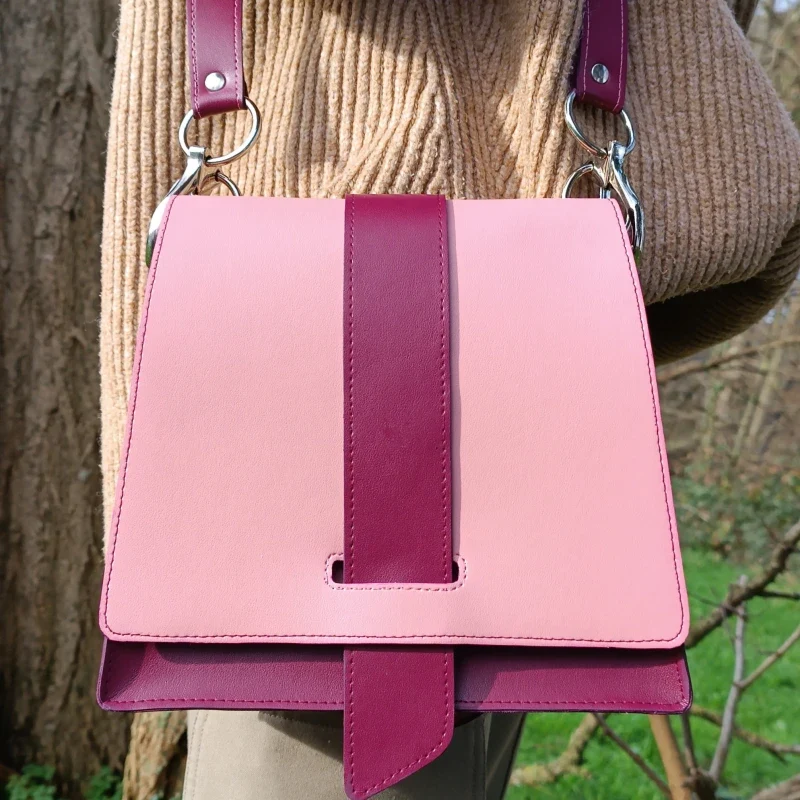 Sac à main bicolore vegan en cuir de pomme - plusieurs coloris