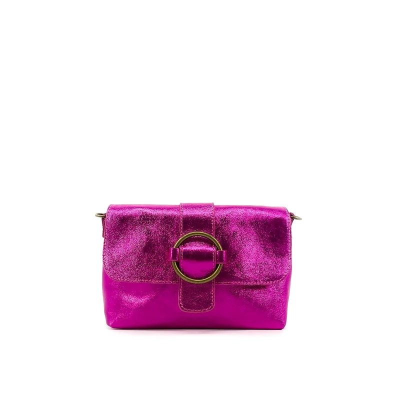 Mini sac en cuir irisé VERONE Rose fuchsia