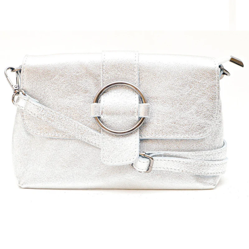 Mini sac en cuir irisé VERONE Argent clair