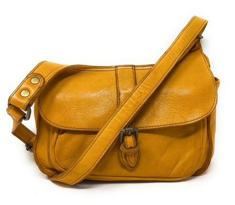 Sac besace en cuir vintage VALLEY Safran