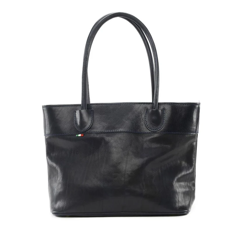 Sac cabas en cuir lisse ORLANDO Bleu marine
