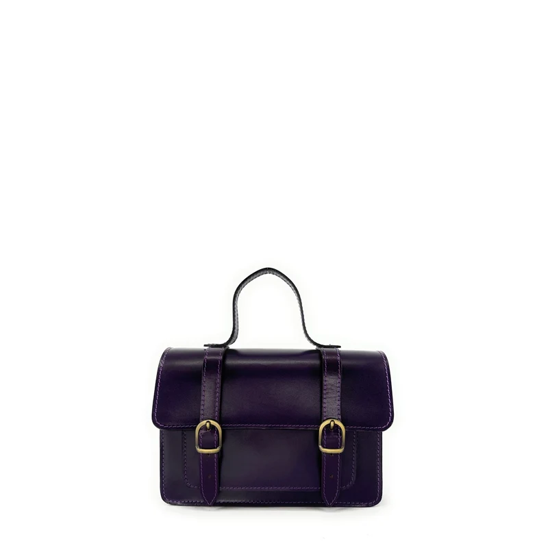 Sac à main en cuir lisse SAND Violet aubergine