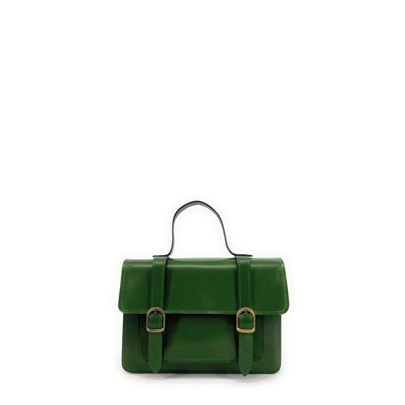 Sac à main en cuir lisse SAND Vert forêt