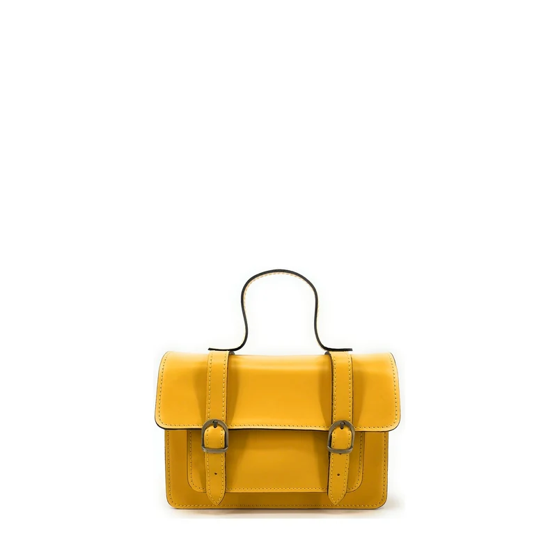 Sac à main en cuir lisse SAND Jaune tournesol