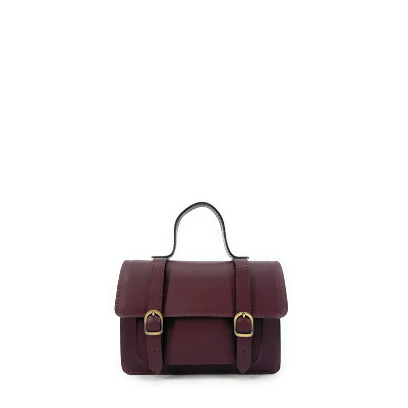Sac à main en cuir lisse SAND Rouge bordeaux
