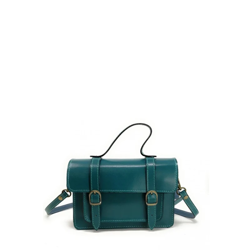 Sac à main en cuir lisse SAND Bleu vert canard