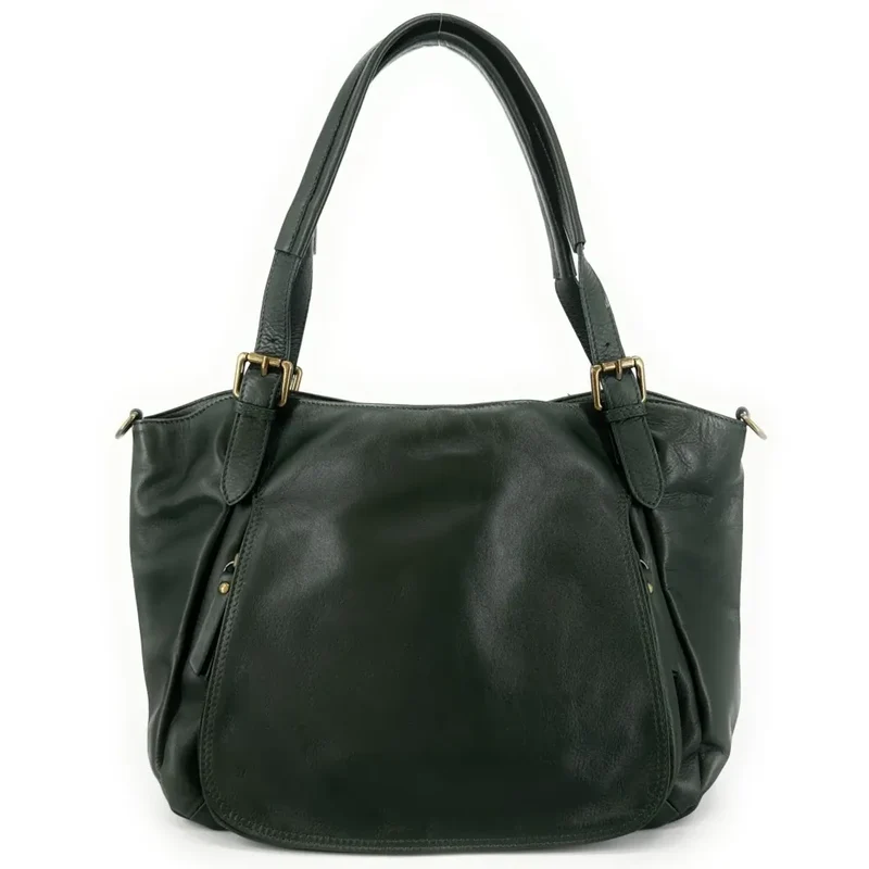 Sac en cuir lisse ELTON Vert forêt