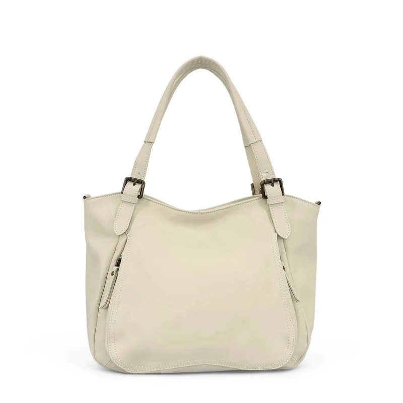 Sac en cuir lisse ELTON Beige crème