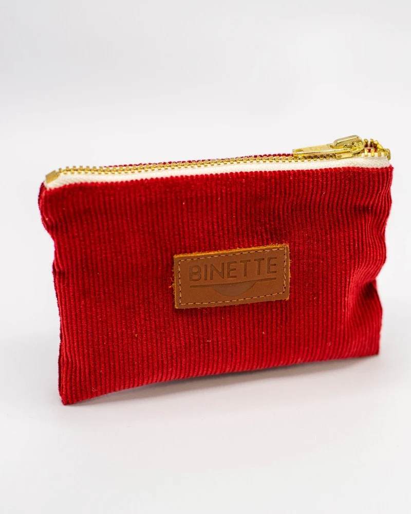 Pochette - Porte-Monnaie velours cotelés rouge