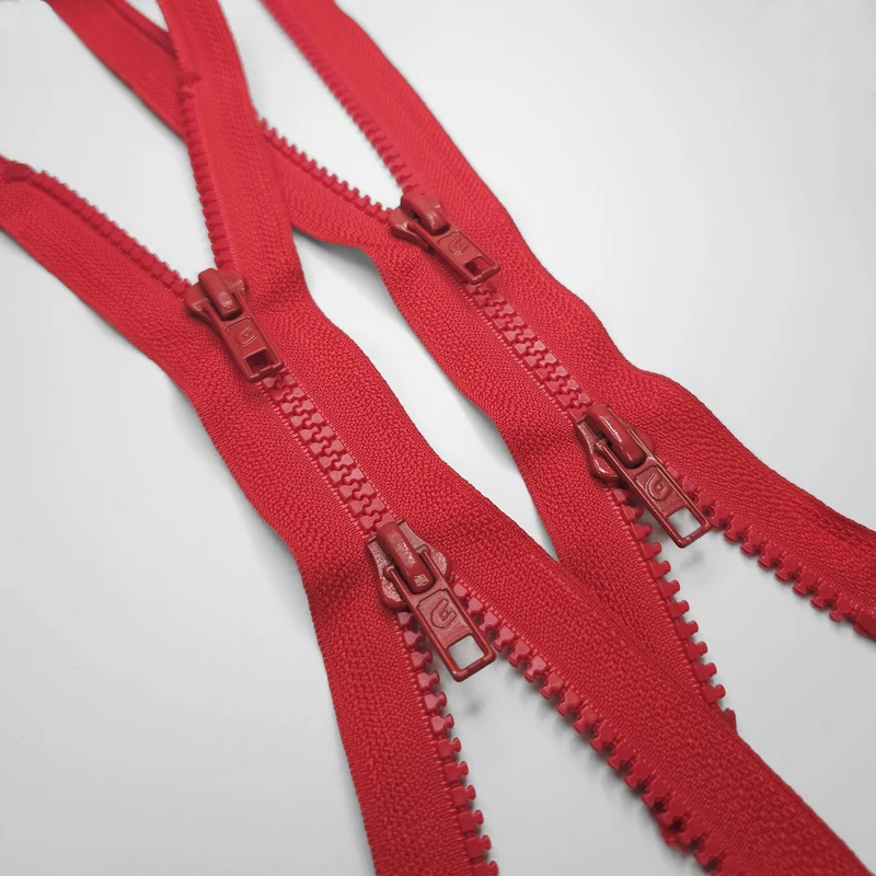 Fermeture éclair séparable | Plastique | Deux Curseurs | Rouge | #2 | 5'' - 24 cm