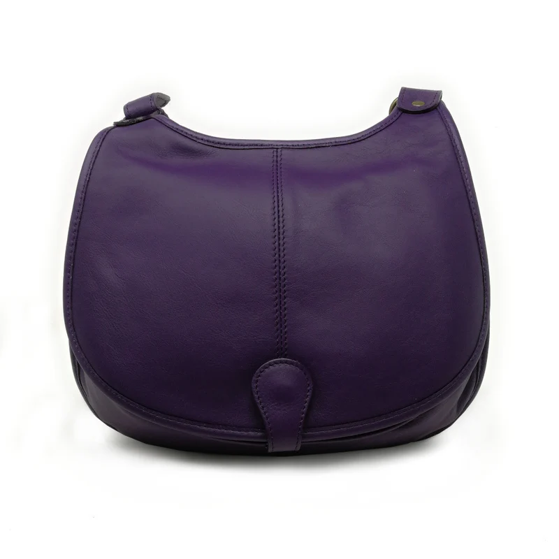 Sac besace cuir lisse CARTOUCHIERE Violet