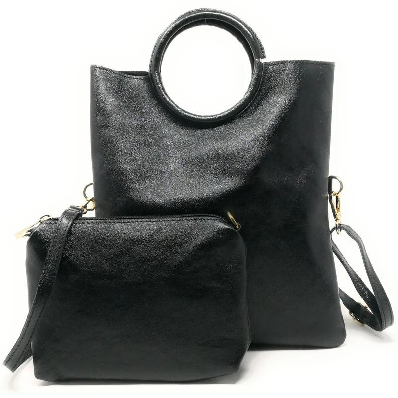 Sac à main en cuir irisé DAM DAM Noir irisé