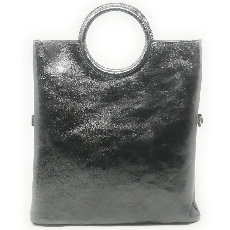 Sac à main en cuir irisé DAM DAM Argent foncé