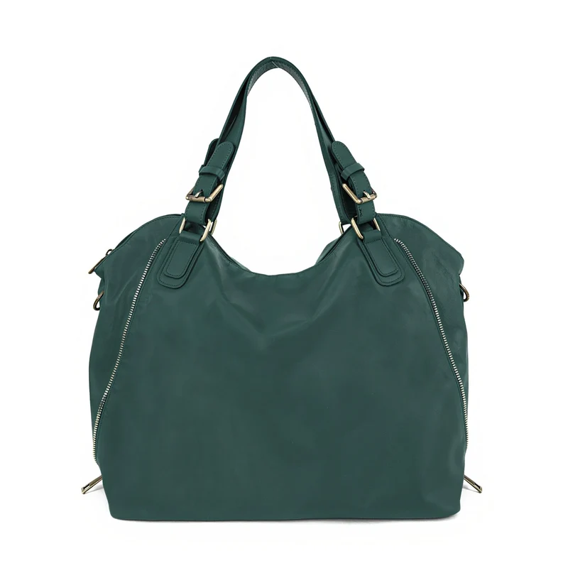 Sac porté épaule en cuir lisse CAMELIA Bleu vert canard