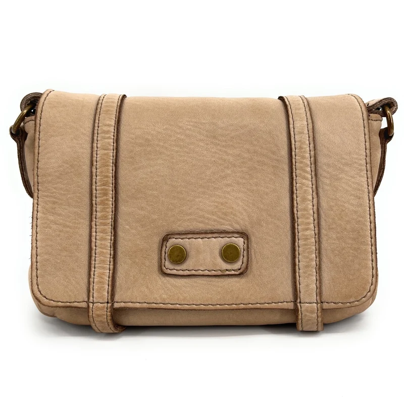Sac à main en cuir souple vintage MELBOURNE Taupe clair