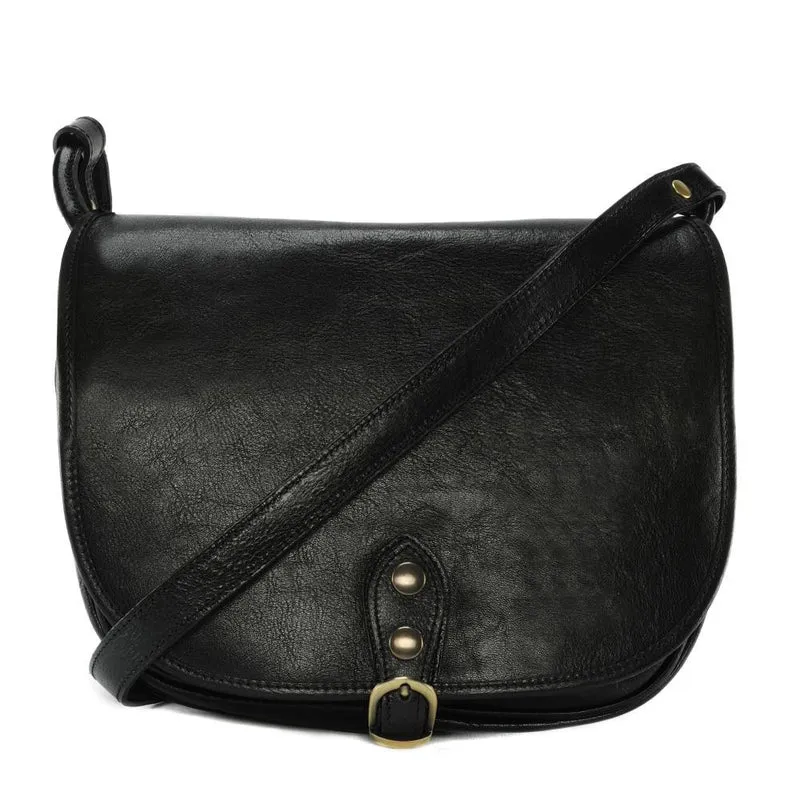 Sac bandoulière en cuir lisse VERLAINE Noir