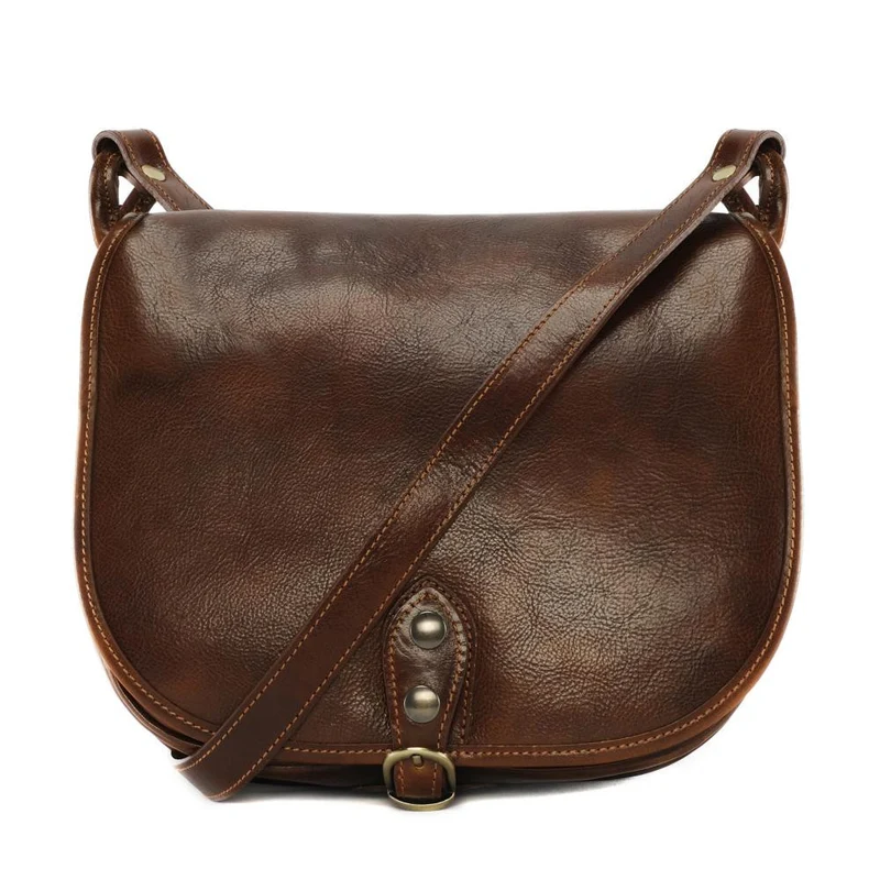Sac bandoulière en cuir lisse VERLAINE Châtaigne