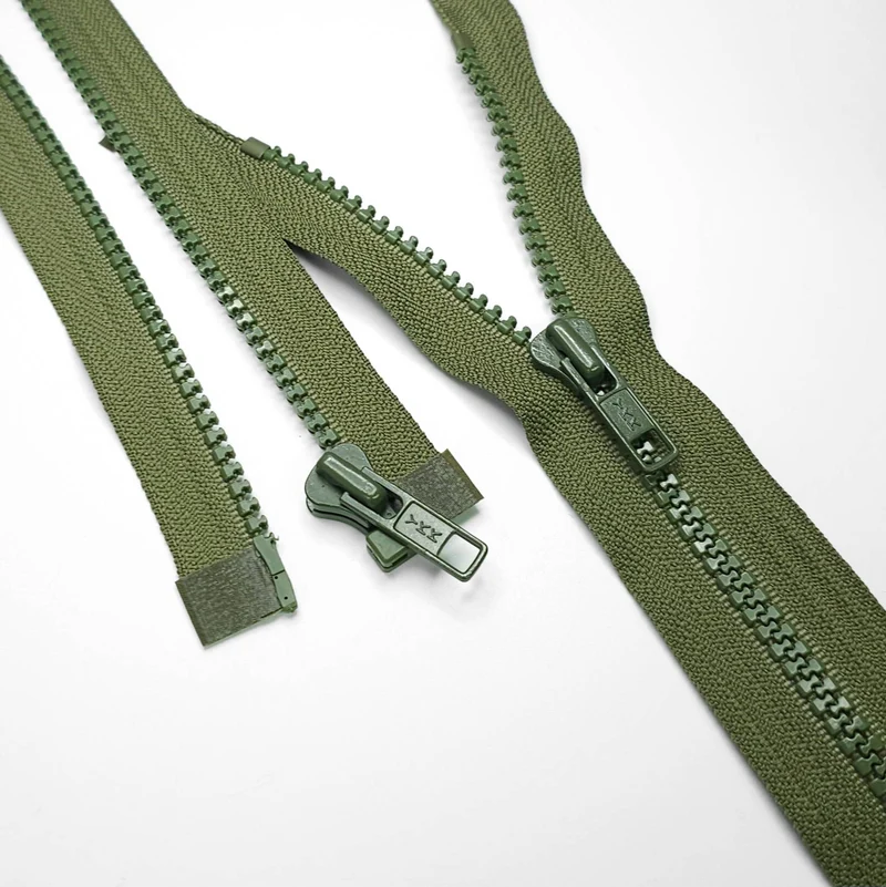 YKK Fermeture éclair | Séparable | Plastique | Vert kaki | #5 | 20 3/4'' - 52.5 cm