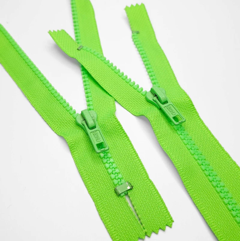 Fermeture éclair À Bout fermé | Plastique | Vert néon | #5 | 6 3/4'' - 17 cm