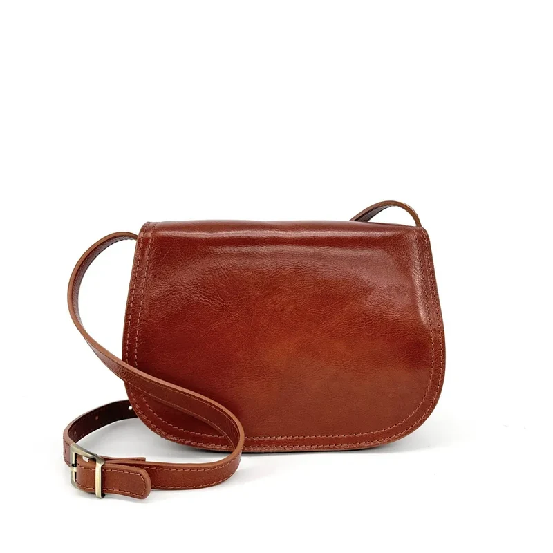 Sac bandoulière en cuir lisse SPENCER Cognac