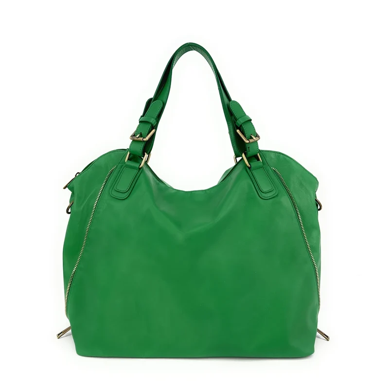 Sac porté épaule en cuir lisse CAMELIA Vert anglais