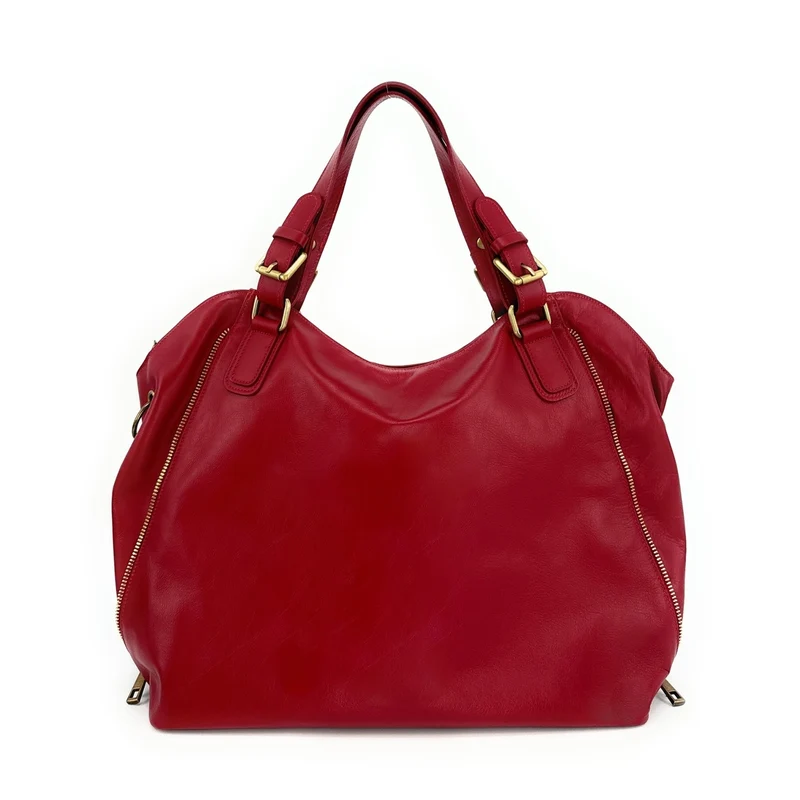 Sac porté épaule en cuir lisse CAMELIA Rouge intense
