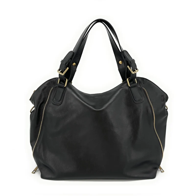 Sac porté épaule en cuir lisse CAMELIA Noir